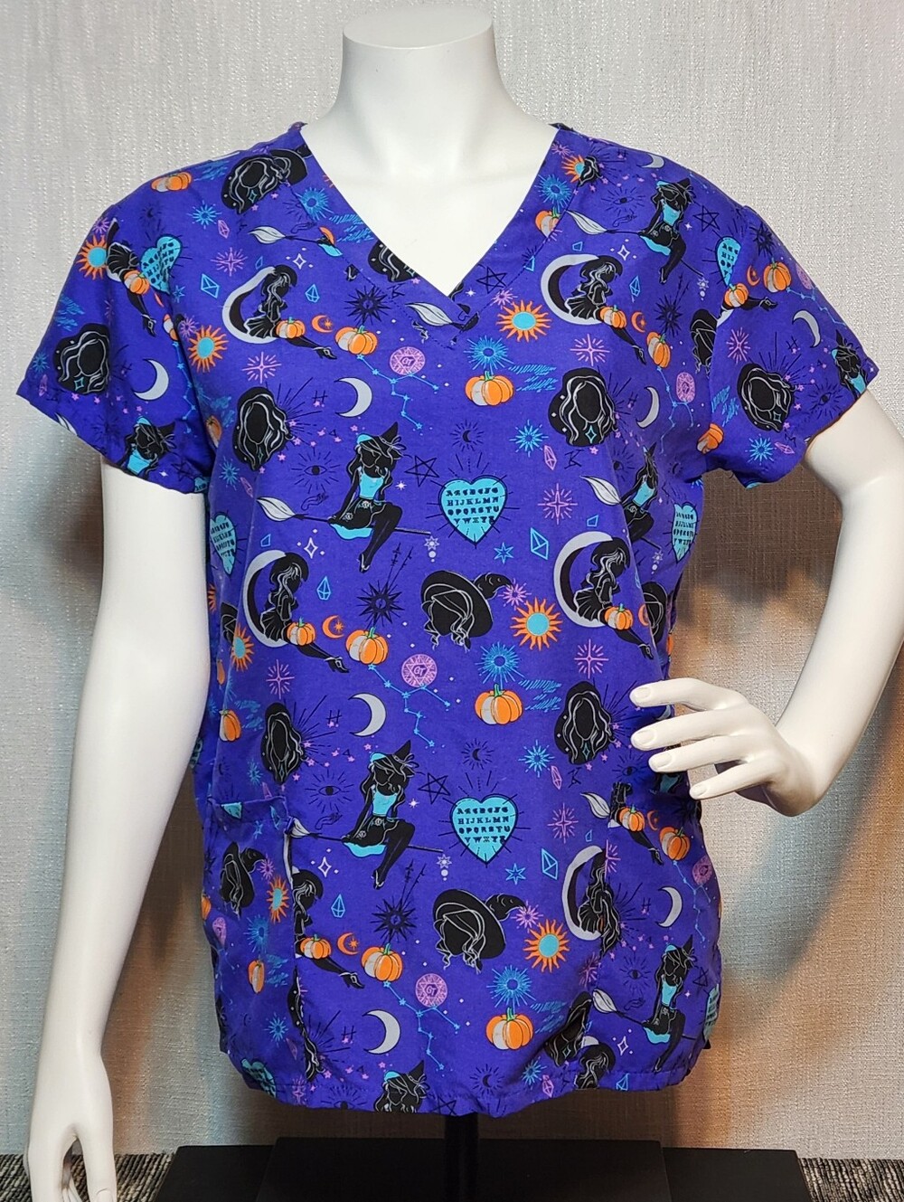 Gabby Brooke Scrub Top Purple Witch Witchy S